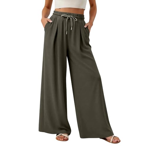 Women’s Wide Leg Lounge Pants High Waisted Loose Sweatpants Crossover Waist Comfy Yoga Bottoms Dark Gray