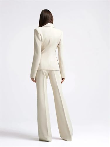 Women Elegant High Street Blazer High Waisted Work Pants Suit Set 2 Pieces Evening Party Outfits4