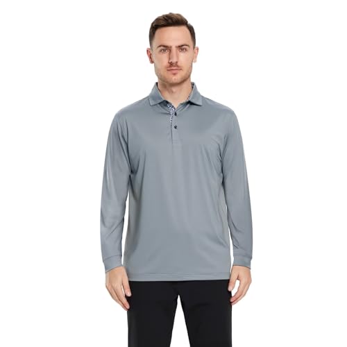 Image of Mens Polo Shirts Short and Long Sleeve Casual Solid Stylish Dry Fit Performance Designed Collared Golf Polo Shirts for Men