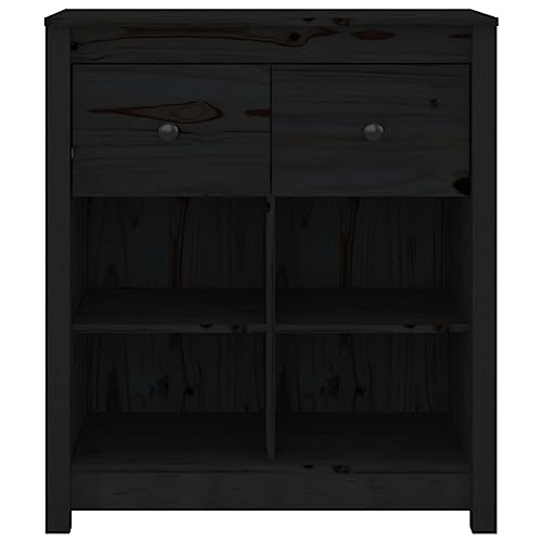 Aparador negro de pino macizo con acabados artesanales para salones elegantes 5