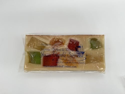 Turrón de Fruta Artesano - Frutas confitadas, Naranja y Calabaza - Hecho en Jijona- Dulce Navideño Tradicional- Juan Verdú Sirvent (650g)