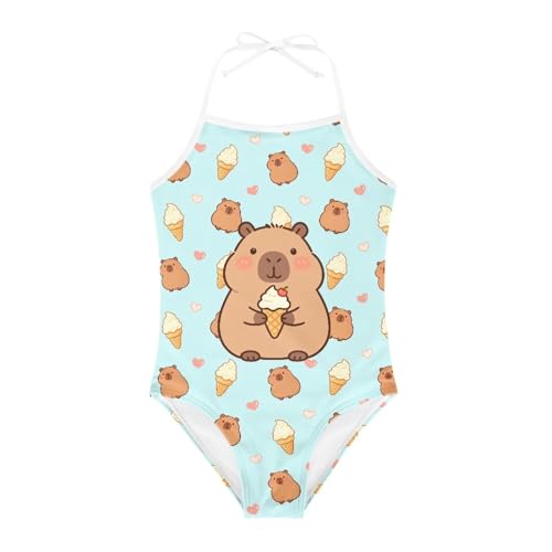 Image of Girls One Piece Swimsuit Summer Quick Dry Beach Sport Bathing Suit Halter Strap 1-10 Little Kids Toddler Swimwear