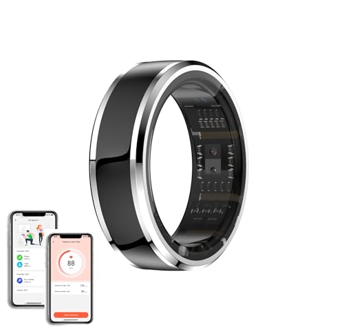 Smart Ring Health Tracker for Blood Oxygen, Sleep Tracking, Heart Rate, Pedometer, APP Body Temperature, Compatible with iOS and Android (Black) (10#)