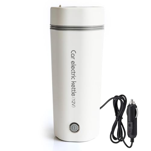 Image of Oshotto 12V Portable Electric Kettle Cup Stainless Steel Electric Kettle Auto Shut-off For Travel Camping, Road Trip Compatible with Kia Syros (350ml) - White