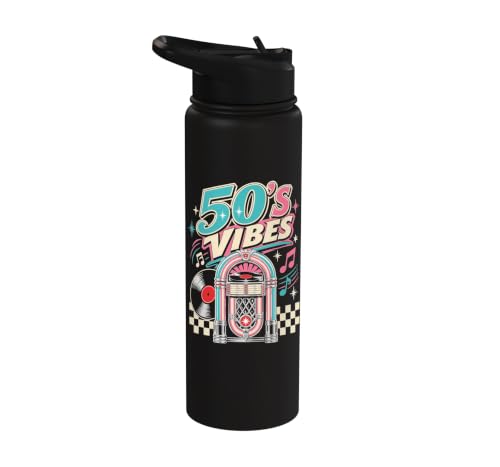 50s Retro Vintage Fifties Rock and Roll Sock Hop Nostalgia Stainless Steel Insulated Water Bottle