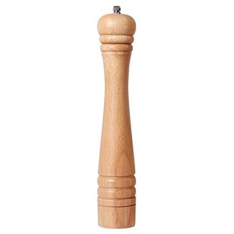 DeroTeno Pepper Mill, Pepper Grinder with Adjustable Ceramic Grinder, Rubber Wood, Height 30 cm Cover