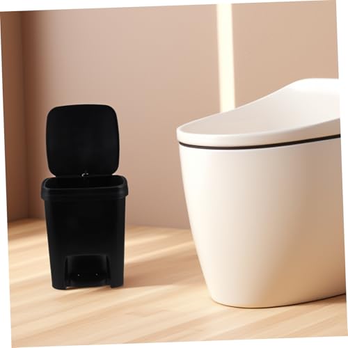 Bote de basura plástico con tapa y pedal 10L negro miniatura 6