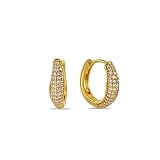 Arvino Pendientes de aro de plata de ley 925 de triple fila chapados en oro de 22 quilates con circonita cúbica para mujeres y niñas, regalo de joyería