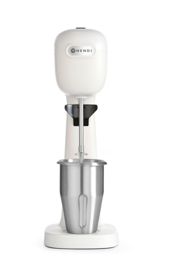 HENDI Mixeur Professionnel de Boissons, Aérateur de Boissons Légères, Frappés, Cappuccinos Glacés, 2 Gobelets et 4 Agitateurs Inclus, 230V/400W, 170x196x(H)490mm, Blanc