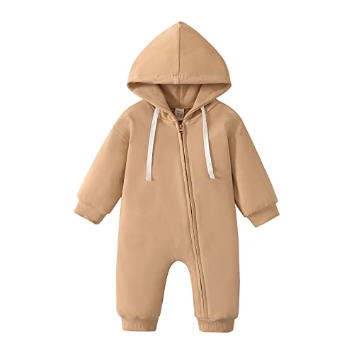 Image of Unisex Baby Boy Girl Cotton Footies with Zipper One-Piece Romper Sleep and Play Suit, Baby Boy Clothes 0-6 Months