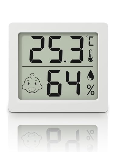 Termometro e igrometro ultrasottile da 3,1 pollici, termoigrometro elettronico per uso domestico per interni, display digitale misuratore monitor di temperatura e umidità (bianco)