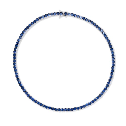 Blue Tennis Necklace for Women, Dainty Cubic Zirconia Choker Chain, Elegant Blue Rhinestone Jewelry Gift for Party or Daily Wear