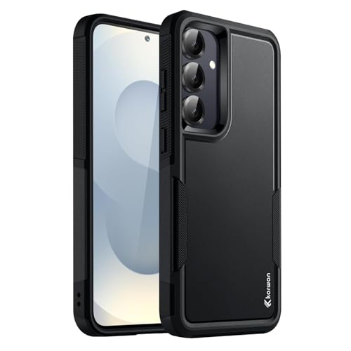 Image of KARWAN Shockproof Back Case Cover Compatible with Samsung Galaxy S24 FE, Heavy Duty Case with 360 Degree Camera Protection, Dual Layer Rugged Bumper Protection Cover with Matte Finish (Black)