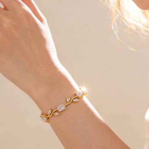 Image of SALVE Coquette Golden Tulip Bracelet for Women Stylish | Anti Tarnish Jewellery for Women, Hand Wristlet for Girls | Aesthetic Accessories for Girls, Valentine's Gift for Girlfriend