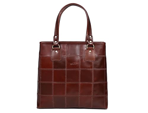 Image of Celtic Genuine Leather Tote Bag for Women | Multi Panel Design Spacious Shoulder Handbag for Office Work and Daily Use | Fits Up to 13 Inch Laptop | Multi Color | Gift for Women