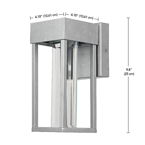 Image of Globe Electric 44880 Bowie 1-Light LED Integrated Outdoor Wall Sconce, Galvanized Steel, Bulb Not Included