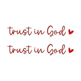 Sun Walker 2 PCS Trust in God Rearview Mirror Decals, Vinyl Car Rear View Mirror Decal Christian Sticker, Religious Waterproof Affirmation Decorative Sticker for Car Truck Laptop (Red)