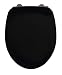 Produktbild WENKO WC-Sitz Armonia Schwarz - Toiletten-Sitz mit Absenkautomatik, rostfreie Fix-Clip Hygiene Edelstahlbefestigung, Duroplast, 36.5 x 44.5 cm, Schwarz