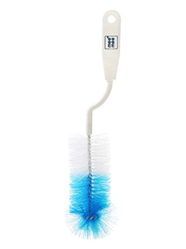 Image of Mee Mee Nylon Bottle Brush with Nipple Cleaner | 360 Rotating Handle | High-Density Soft Bristles | BPA-Free Scratch-Free Cleaning Tool | Non-Toxic, Easy Grip, Dishwasher Safe (Dark Blue)