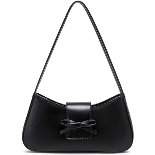 Bolsa de ombro feminina, bolsa Hobo com laço, bolsa tiracolo moderna Y2K, bolsa pequena para mulheres, leve, bolsa moderna, Preto