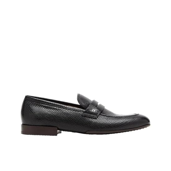 Salvatore Ferragamo Pieve Mens Black Leather Slip On Moccasins Shoe2