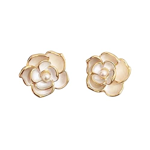 White Gardenia Flower Stud Earrings for Women, Vintage Floral Earrings for Women