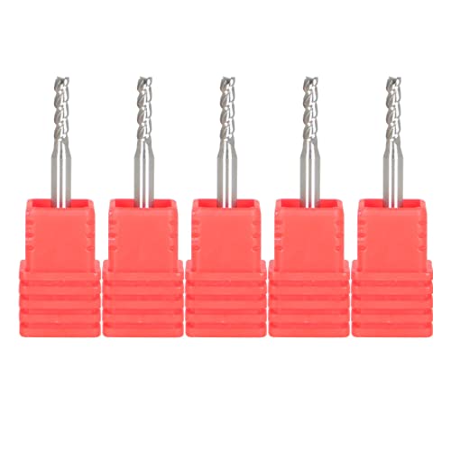 Image of findmall 5Pcs 3 /32 Inch Helix Carbide End Mill Tialn Coated 4 Flute 3 /8 Inch Length of Cut Fit for Aluminum Cut Non-Ferrous Metal Upcut CNC Spiral Router Bit