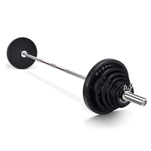 Fitvids Olympic 2-Inch Cast Iron Barbell Set, Including 255 Pounds Weight Plates Set & 7FT Olympic Bar(300 Pounds Total), Multiple Packages