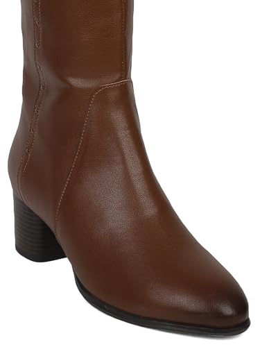 Image of ELLE Women's Knee-High Boots with Studded Trim and Low Block Heel