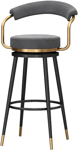 DZYHFCO - Taburete de bar giratorio Iron Art de terciopelo con patas y reposapiés de metal negro