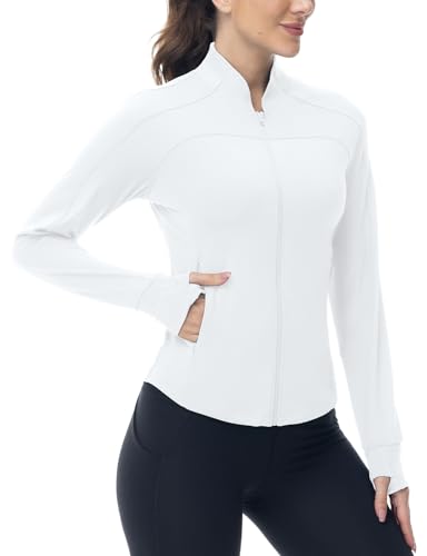 BGOWATU Women's Workout Jacket Lightweight Zip up Running Athletic Jackets with Thumb Holes3
