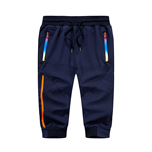 MANLUODANNI Homme Pantalon Court Jogging Short et Bermuda Sport Casual Slim Fit Multi Poches en Coton et Polyeste Bleu XL Cover