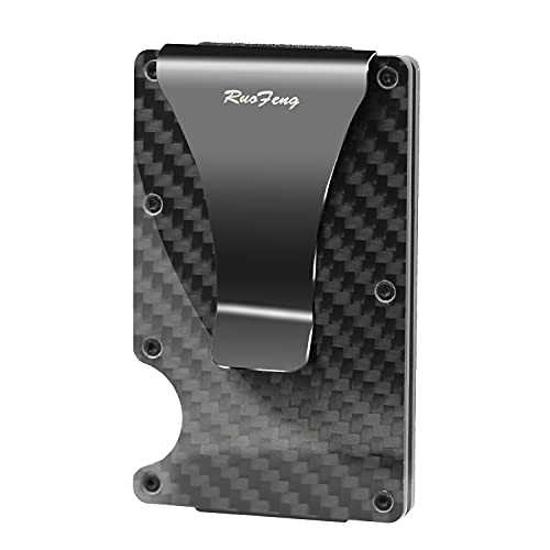 RuoFeng Carbon Fiber Wallet Money Clip Protector Credit Card Holder Wallet Clips For Men and Women (Black)