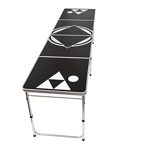 8' Beer Pong Table - Lightweight & Portable with Carrying Handles by Red Cup Pong (Black)