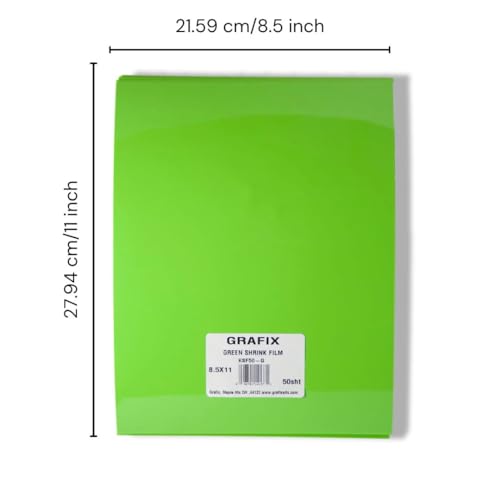 Image of Grafix Shrink Film, Green Opaque, 8.5 x 11 in, Pack of 50