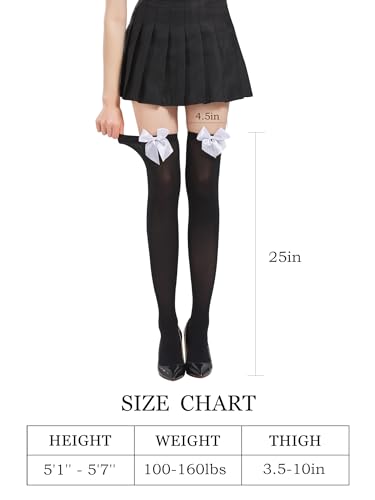 Image of SOUTHRO Thigh High Stockings & Fishnet Tights with Bow, Cute Kawaii Socks | Soft Nylon, Velvet & Satin Bow Styles; Thigh High, Knee High or Footed Tights; for Coquette, Halloween, Cosplay & Date