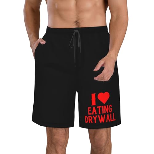 I Love Eating Drywall Men's Casual Board Shorts Swim Trunks Beach Golf Short Swimwear Bathing Suits