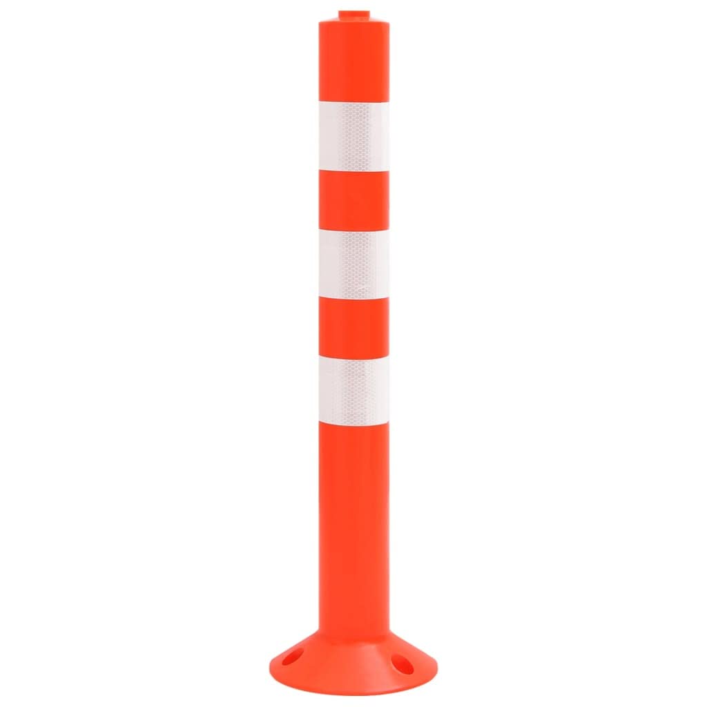 Juego de 10 postes de barrera con cadena, 75 cm, PE rojo plateado, reflectante, resistente a la intemperie, para exteriores, placas de construcción, señales de tráfico, señal de aparcamiento