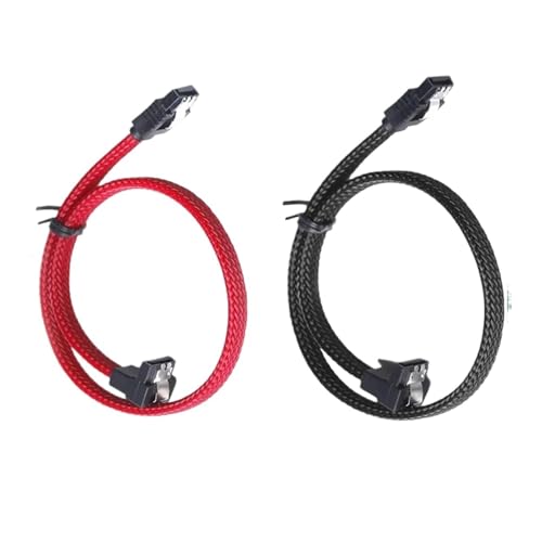 Cable SATA 3.0 III 7Pin 50 cm con funda de nylon rojo y negro