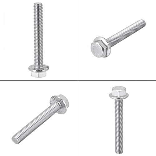 Image of uxcell M8x55mm Hex Serrated Flange Bolts Screws Metric Thread 304 Stainless Steel 10pcs