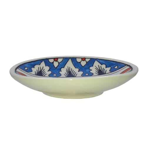 Image of Hand Painted Flower Design Ceramic Soap Dish Tray | Soap Holder | Soap Case Holder, Use In The Bathrooms Or Kitchen, Offices,, Blue