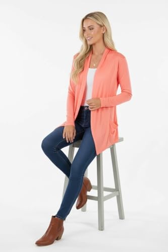 Image of ToBeInStyle Womens Open Front Long Sleeve Lightweight Asymmetrical Draped Cardigan with Side Pockets