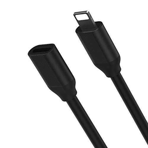 EMATETEK Extension Cable Connector Pass Video Audio Music Picture Data and Charging. Female to Male 1PCS Balck Extender Cord Made of Aluminum and PVC. (1.6Feet / 0.5M, Black)