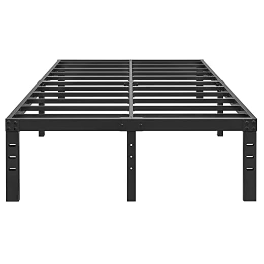 HOBINCHE 14 Inch Metal Bed Frame Queen Size No Box Spring Needed - Easy Assembly Heavy Duty Noise Free Narrow Bedframes - Double Black Basic Anti Squeak Steel Slats Platform with Storage