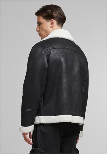 Urban Classics Shearling Biker Jacket avec doublure contrastée et zip motard