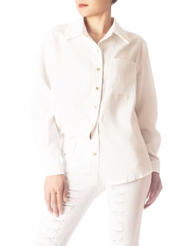 Chemise blanche femme manches longues iB-iP style rétro au confort unique