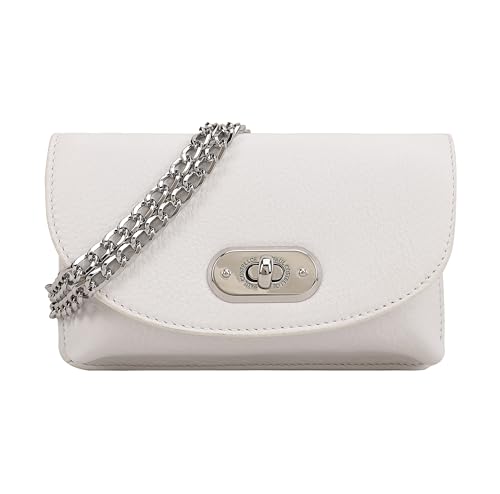 Paul Costelloe Genuine Leather Womens Crossbody Bag with Removable Chain Sling and Ample Storage | Zayda (White)