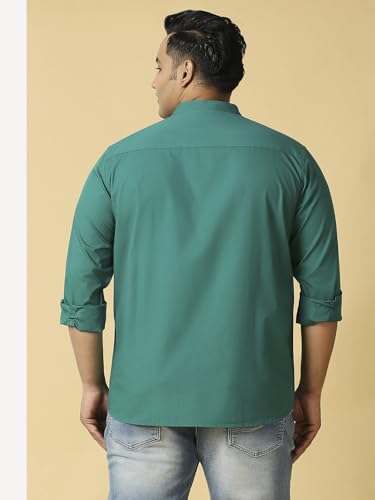 Image of Thomas Scott Mens | Full Sleeve | Solid Plain Color | Regular Fit | Plus Size | 100% Cotton | Mandarin Collar | Casual | Shirt