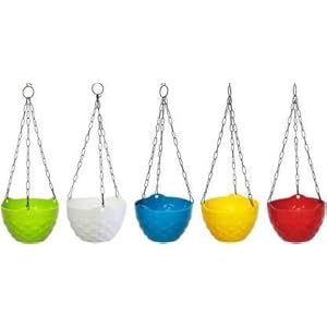 SJ Stocks Hanging Flowers Pots Set of 5 Multicolored Pots