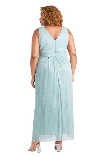 Image of R&M Richards Women's Sleeveless Maxi Dress - V-Neck Pleated Long Formal Gown W /Rhinestone Trim - Party & Cocktail Attire